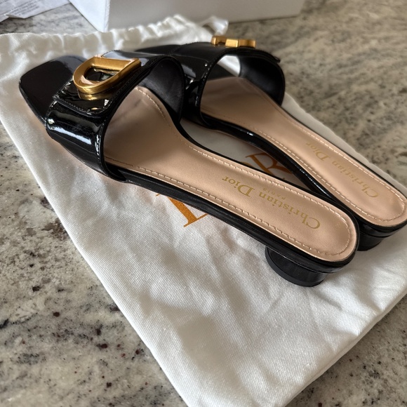 Dior Black Leather Slides - Picture 3 of 4